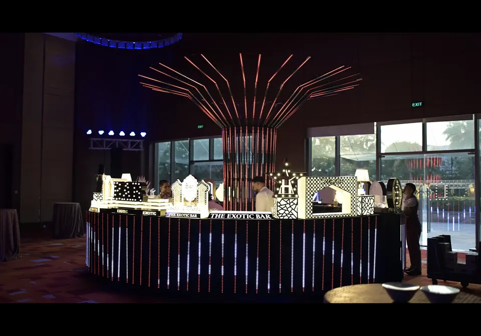 Exotic bar counter at an event by Show Squad Events